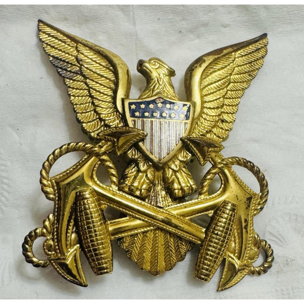Sterling WWII US Army Transportation Service Officer Hat Badge by Gemsco